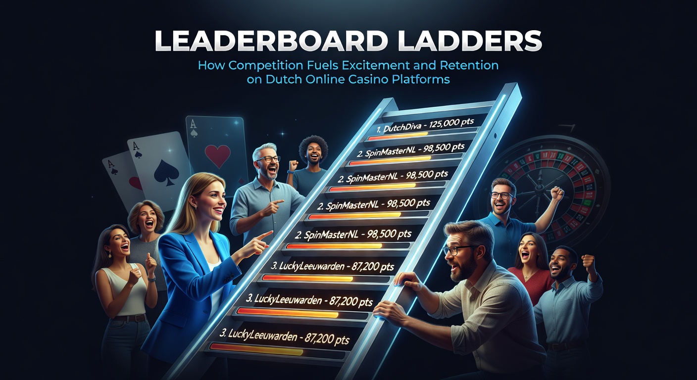 Dynamische leaderboard ladder op een Nederlands online casino platform met spelersrangen en prijzen in realtime