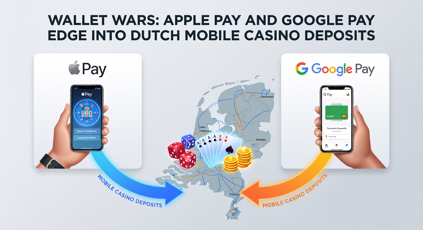 Vergelijking van Apple Pay en Google Pay transactiesnelheden in een grafiek, met Nederlandse casino-logo's op de achtergrond